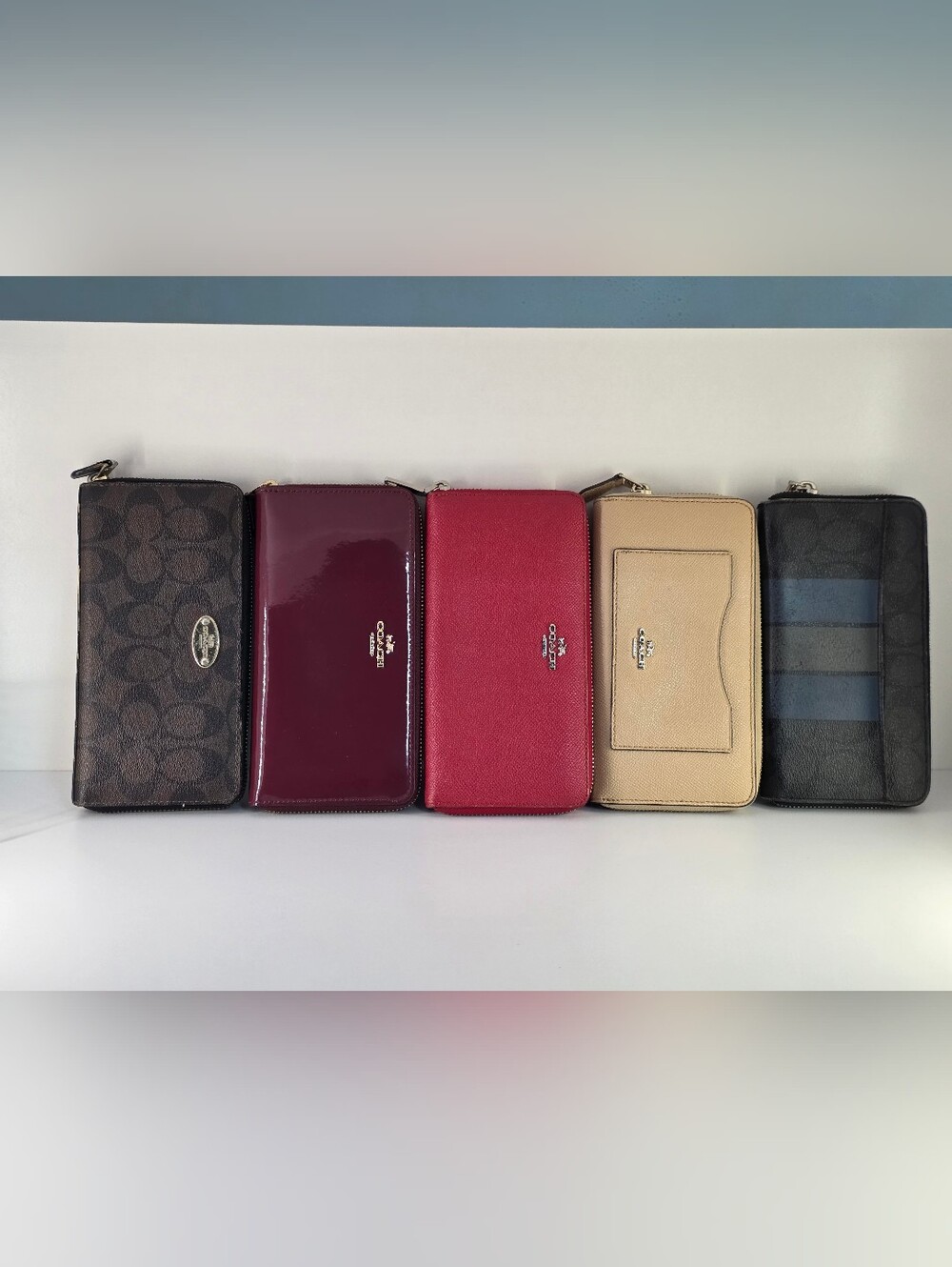 Coach Bundle Of 5 Zip-around Wallets With Interior Flaws